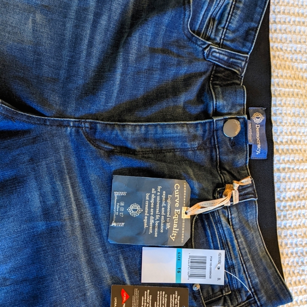 Democracy AB Solution High Rise Jeans..Size 16 distressed with wisking.  NWT